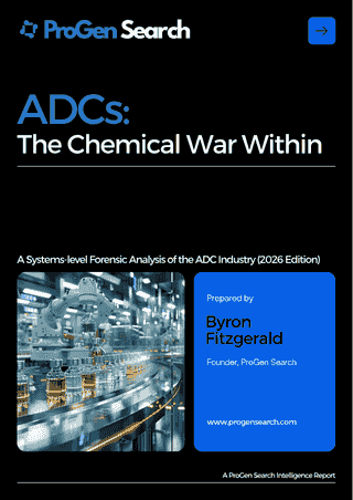 Front cover of ADCs: The Chemical War Within - A Systems-Level Industry Analysis (2026), ProGen Search