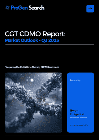 Front cover of CGT CDMO Market Outlook Q3 2025, ProGen Search