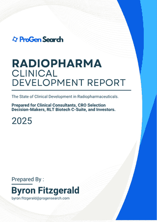 Front cover of Clinical Development in Radiopharma 2025 Landscape, ProGen Search