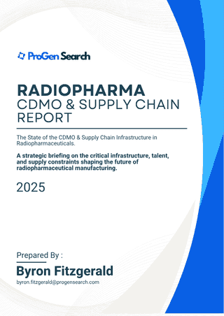 Front cover of Radiopharma CDMO & Supply Chain Report 2025, ProGen Search