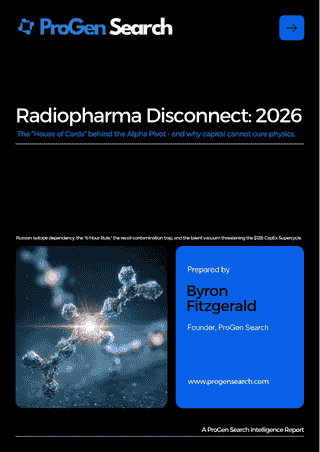 Front cover of Radiopharma Disconnect: 2026 – The “House of Cards” behind the Alpha Pivot, ProGen Search
