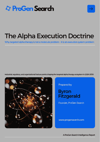 Front cover of The Alpha Execution Doctrine: Why Targeted Alpha Therapy Is Not a Molecule Problem, ProGen Search