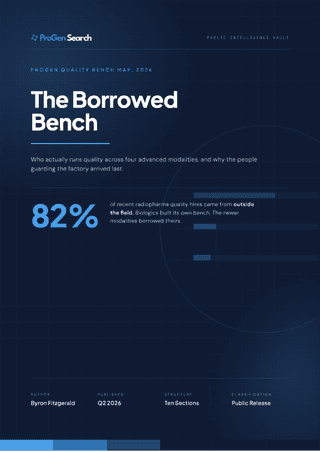 Front cover of The Borrowed Bench: Who Actually Runs Quality Across Four Advanced Modalities, ProGen Search