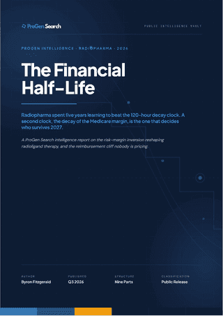 Front cover of The Financial Half-Life: The Reimbursement Cliff in Radiopharma, ProGen Search